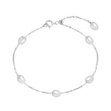 Cultured Freashwater Pearl 14K Gold Plated Irregular 925 Sterling Silver 4MM Baroque Bracelet TQ