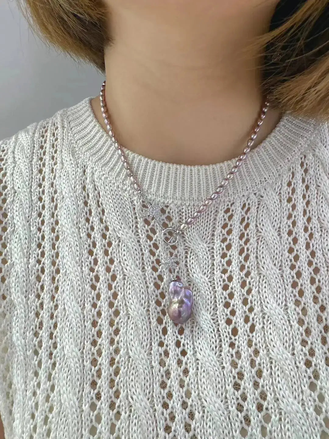 Netural Pearl with 925 Silver Necklass TWINKLE QUEEN