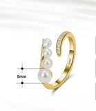 Cultured Freashwater Pear 14K Gold Plated 925 Sterling Silver Adjustable Ring TQ