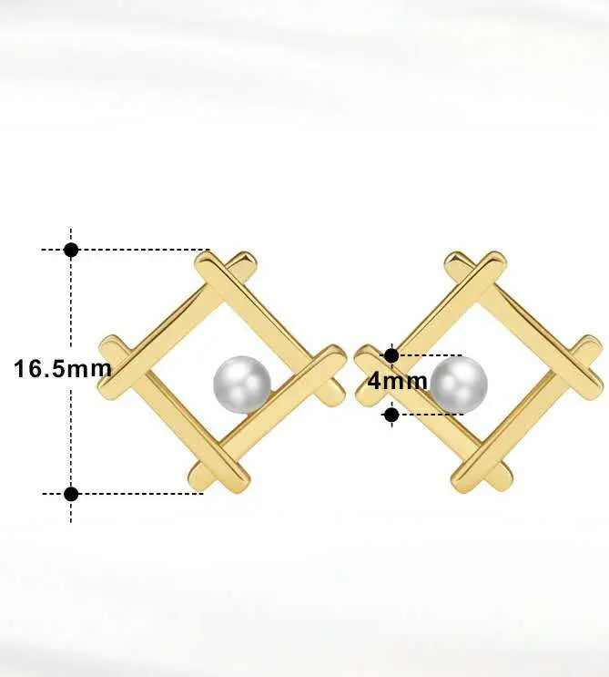 925 Sterling Silver French Style Natural Pearl Geometric Earrings for Women, Unique and Chic Fashion Jewelry TWINKLE QUEEN