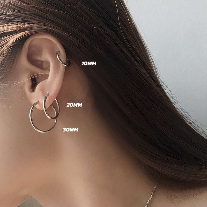 S925 Sterling Silver Plain Ring Earrings Women's Large Ring Ear Buckle Distinctive Fashion All-match South Korea Internet Celebrant Popular Earrings TWINKLE QUEEN