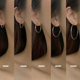 S925 Sterling Silver Plain Ring Earrings Women's Large Ring Ear Buckle Distinctive Fashion All-match South Korea Internet Celebrant Popular Earrings TWINKLE QUEEN