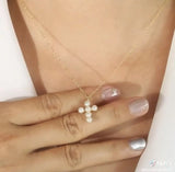 Cultured Freshwater Pearl 14K Gold Plated 925 Sterling Silver Cross Earrings Pandent Necklace TQ