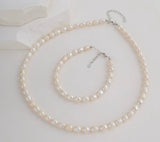 S925 sterling silver natural freshwater pearl high color value simple soft temperament necklace bracelet suit wholesale TWINKLE QUEEN