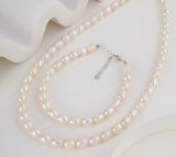 S925 sterling silver natural freshwater pearl high color value simple soft temperament necklace bracelet suit wholesale TWINKLE QUEEN