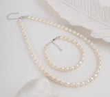 S925 sterling silver natural freshwater pearl high color value simple soft temperament necklace bracelet suit wholesale TWINKLE QUEEN