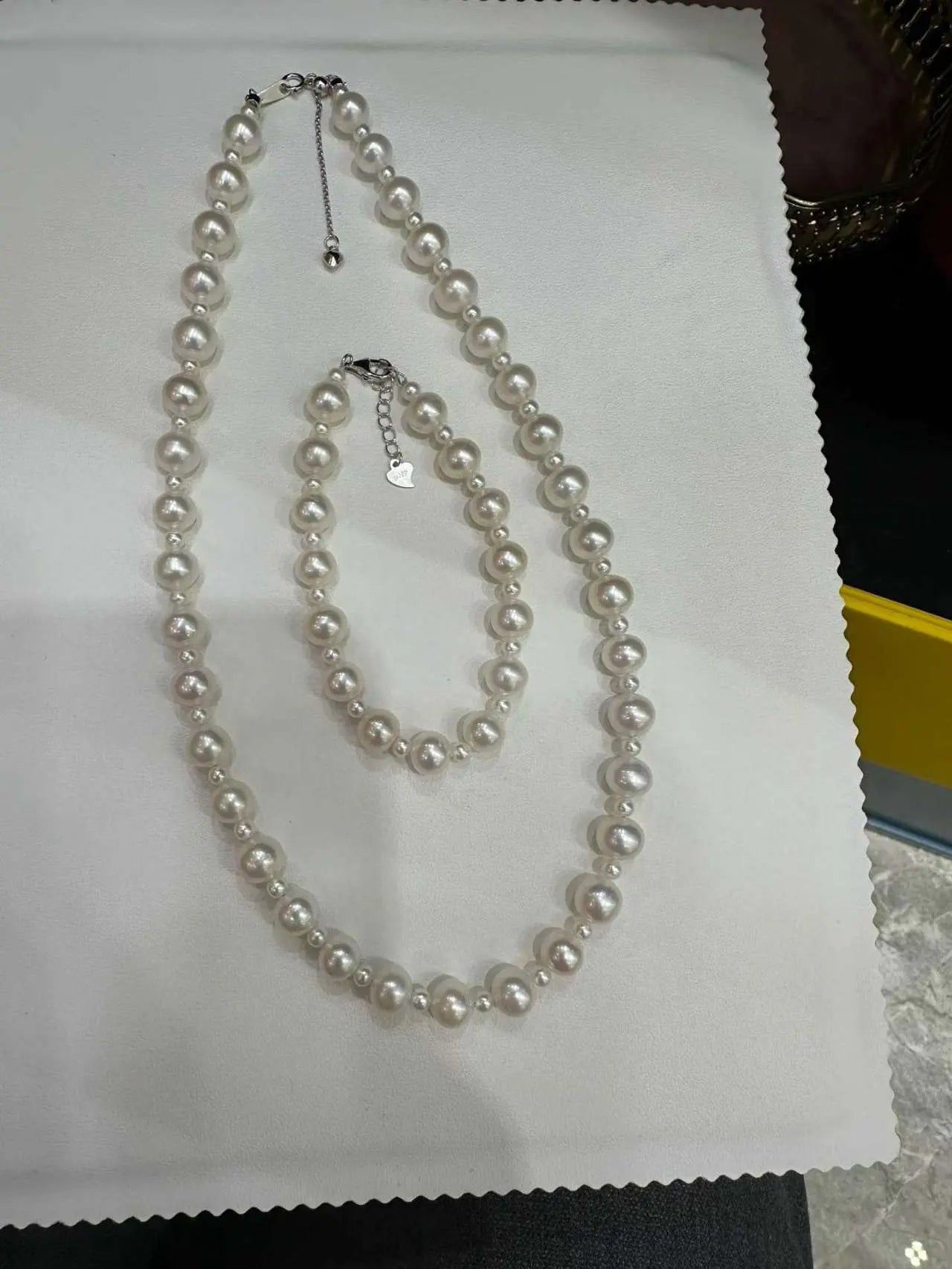 The most cost-effective set of freshwater pearl 8.5mm necklaces and bracelet with s925 silver TWINKLE QUEEN