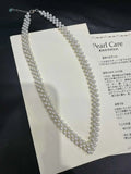 V-neck crocheted necklace that exudes elegance. Natural freshwater AK pearl necklace. TWINKLE QUEEN