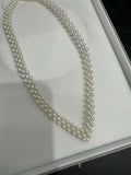 V-neck crocheted necklace that exudes elegance. Natural freshwater AK pearl necklace. TWINKLE QUEEN