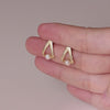Cultured Freshwater Pearl 14K Gold Plated 925 Sterling Silver Triangle Earrings