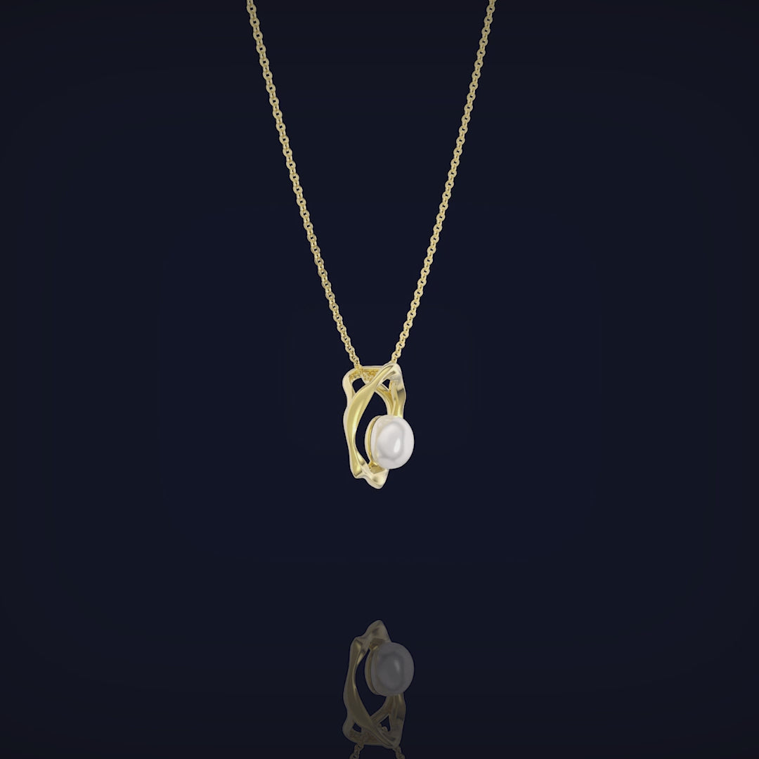 Cultured Freshwater Pear 14K Gold Plated 925 Sterling Silver Flower Shaped Necklace