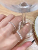S925 sterling silver pearl ring geometric broken silver irregular design Joint ring light luxury fashion personality tail ring
