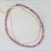 14K Gold Plated 925 Sterling Silver Purple Mica Double Anklet