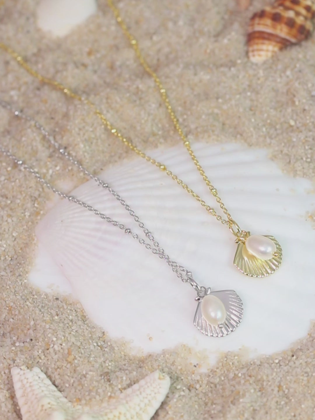 Cultured Freshwater Pearl 925 Sterling Silver 14K Gold Plated Ocean Summer Necklace