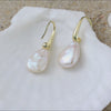 Cultured Freshwater Pearl 925 Sterling Silver 14K Gold Plated Baroque Shaped Earrings
