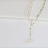 Cultured Freshwater Pearl 925 Sterling Silver 14K Gold Plated French Vintage Double-layer Necklace