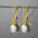 Cultured Freshwater Pearl 14K Gold Plated 925 Sterling Silver French D-shaped Buckle Earrings TQ